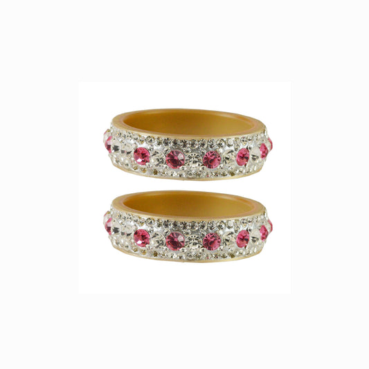 Cream Stone Acrylic Bangle With Extra Large Size (Pack Of 2) (sku-ban1861)