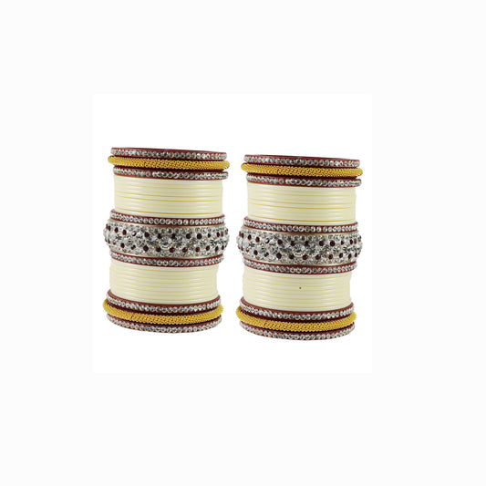 white Stone Acrylic Bangle With Extra Large Size (Pack Of 54) (sku-ban1869)