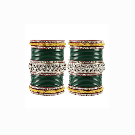 Green Stone Acrylic Bangle With Extra Large Size (Pack Of 54) (sku-ban1870)