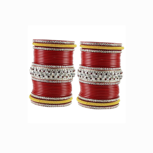 Red Stone Acrylic Bangle With Extra Large Size (Pack Of 54) (sku-ban1873)