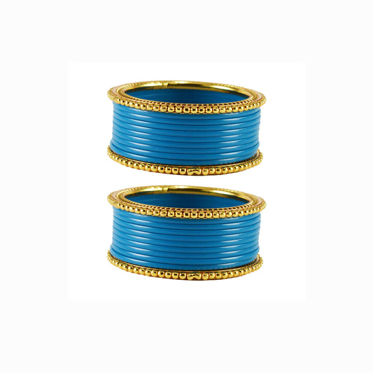 Firozi Plain Acrylic-Brass Bangle With Extra Large Size (Pack Of 22) (sku-ban1879)