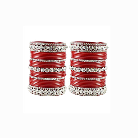 red Stone Acrylic Bangle With Extra Large Size (Pack Of 54) (sku-ban1881)