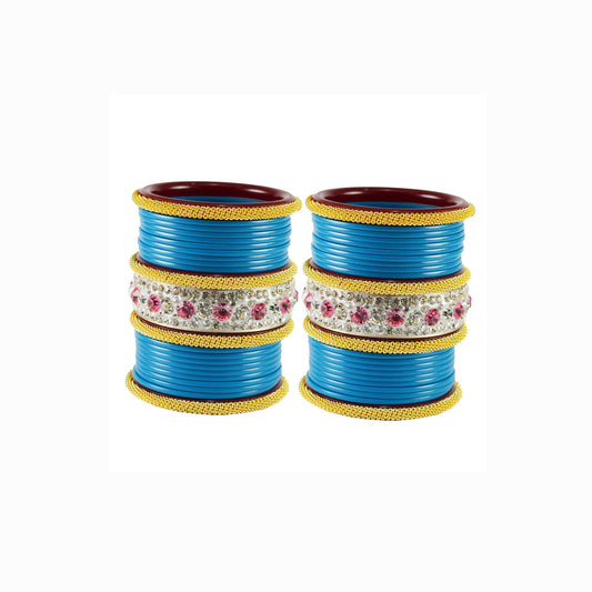 Firozi Stone Acrylic Bangle With Extra Large Size (Pack Of 46) (sku-ban1883)