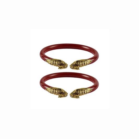 Red Plain Acrylic-Brass Bangle With Very Extra Large Size (Pack Of 2) (sku-ban2346)