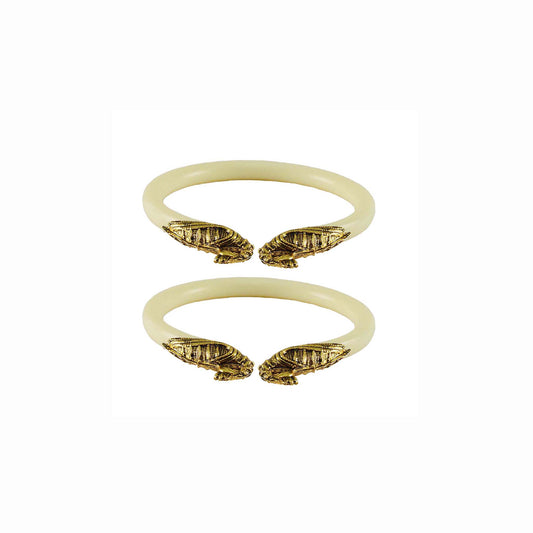 Cream Plain Acrylic-Brass Bangle With Very Extra Large Size (Pack Of 2) (sku-ban2362)