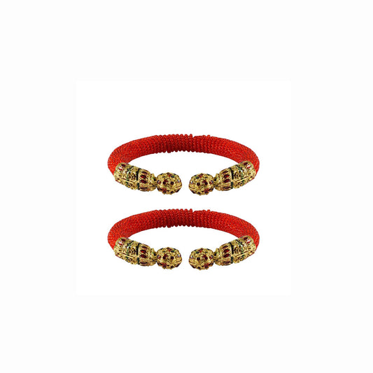Red Plain Acrylic-Brass Bangle With Very Extra Large Size (Pack Of 2) (sku-ban2381)