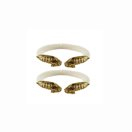 White Plain Acrylic-Brass Bangle With Very Extra Large Size (Pack Of 2) (sku-ban2394)