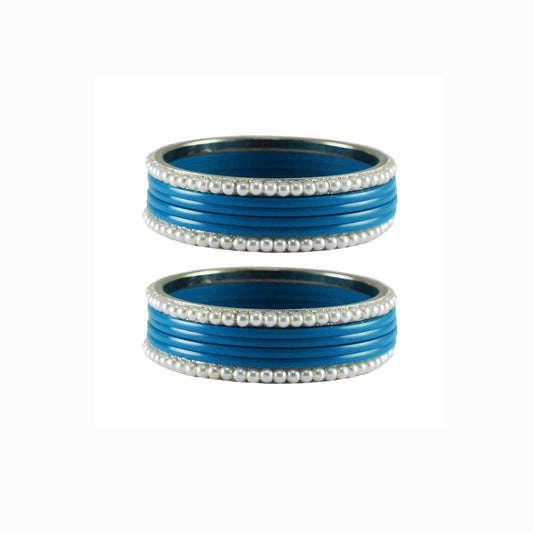 Firozi Moti Acrylic-Brass Bangle With Extra Large Size (Pack Of 12) (sku-ban2866)