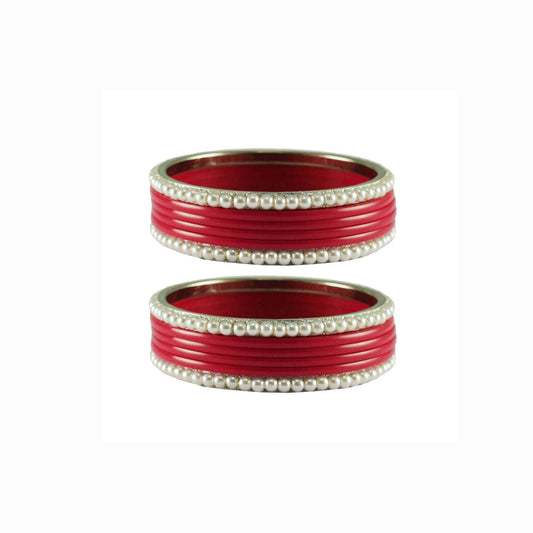 Gajari Moti Acrylic-Brass Bangle With Extra Large Size (Pack Of 12) (sku-ban2867)