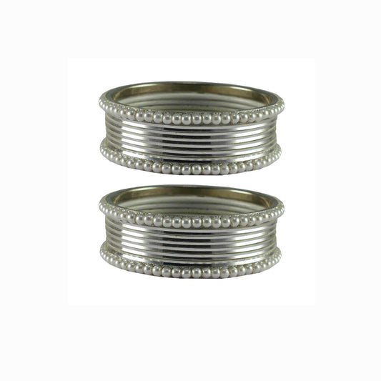 White Moti Brass Bangle With Extra Large Size (Pack Of 16) (sku-ban2890)