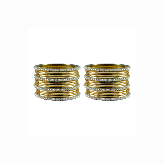 Golden Moti Brass Bangle With Extra Large Size (Pack Of 32) (sku-ban2891)