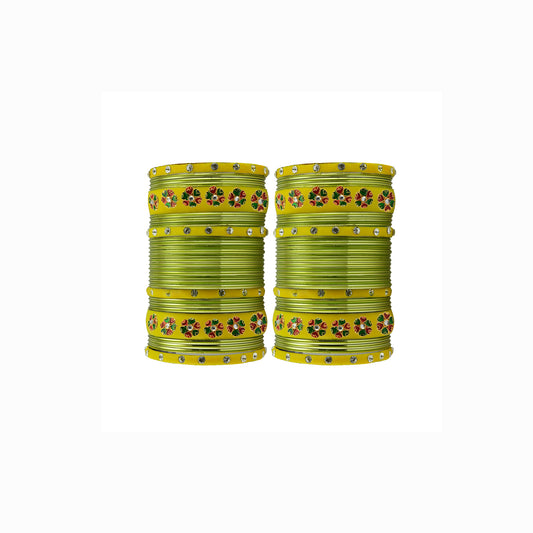 Mahendi Brass Stone Stud Bangle Pack Of-60 (sku-ban29675)