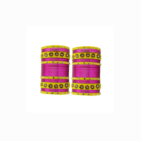 Dark Rani Brass Stone Stud Bangle Pack Of-60 (sku-ban29681)