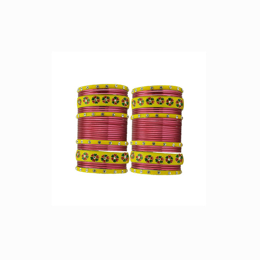 Piyaji Stone Stud Brass Bangle Pack Of-60 (sku-ban29688)