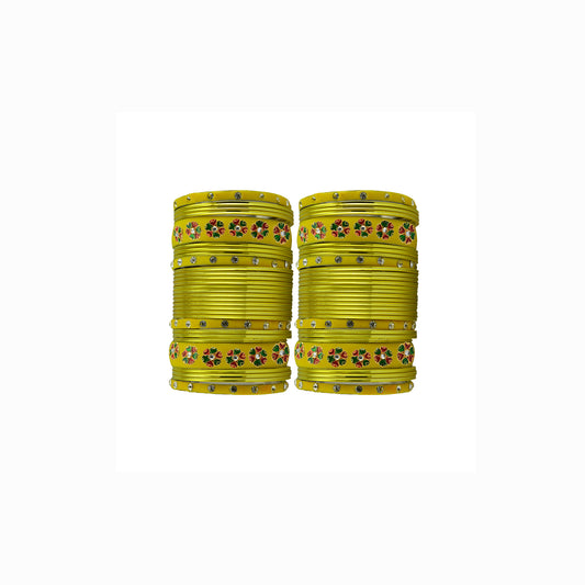 Lemon Brass Stone Stud Bangle Pack Of-60 (sku-ban29691)