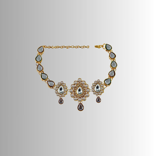Golden Stone Stud Brass Bajubandh (Pack Of 1)(sku-ban2972)