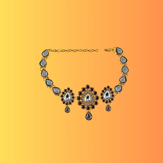 Golden Stone Stud Brass Bajubandh (Pack Of 1)(sku-ban2981)