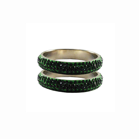 Green Stone Brass Bangle With Extra Large Size (Pack Of 2) (sku-ban3166)