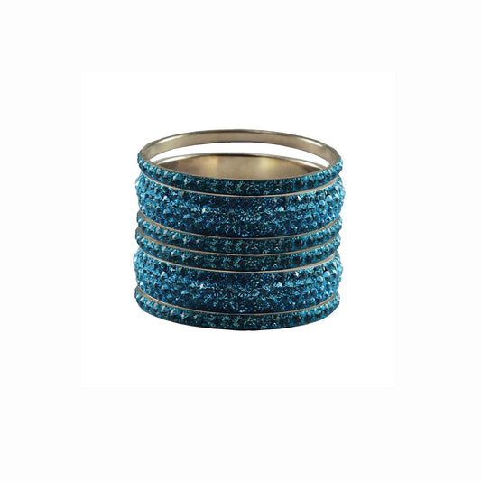 Firozi Stone Brass Bangle With Extra Large Size (Pack Of 6) (sku-ban3174)