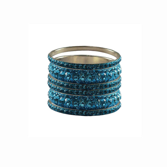Firozi Stone Brass Bangle With Extra Large Size (Pack Of 6) (sku-ban3175)