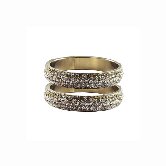 White Stone Brass Bangle With Extra Large Size (Pack Of 2) (sku-ban3177)