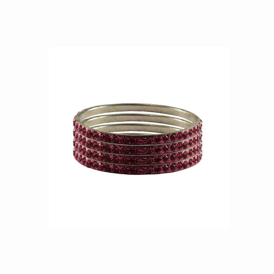 Light Rani Stone Brass Bangle With Extra Large Size (Pack Of 4) (sku-ban3183)