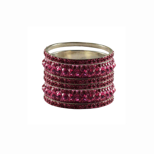 Light Rani Stone Brass Bangle With Extra Large Size (Pack Of 6) (sku-ban3184)