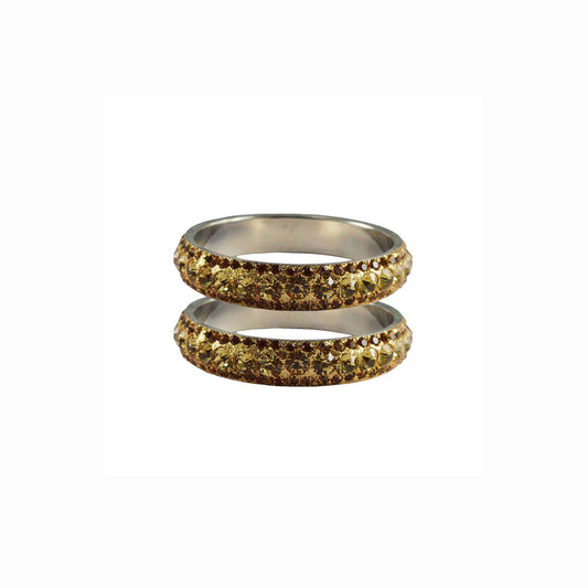Golden Stone Brass Bangle With Extra Large Size (Pack Of 2) (sku-ban3186)