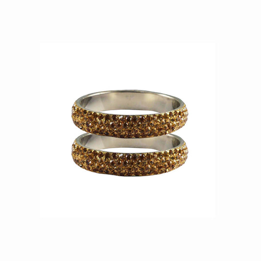 Golden Stone Brass Bangle With Extra Large Size (Pack Of 2) (sku-ban3187)