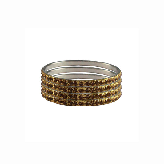 Golden Stone Brass Bangle With Extra Large Size (Pack Of 4) (sku-ban3188)