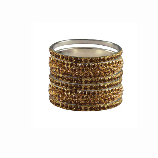 Golden Stone Brass Bangle With Extra Large Size (Pack Of 6) (sku-ban3190)