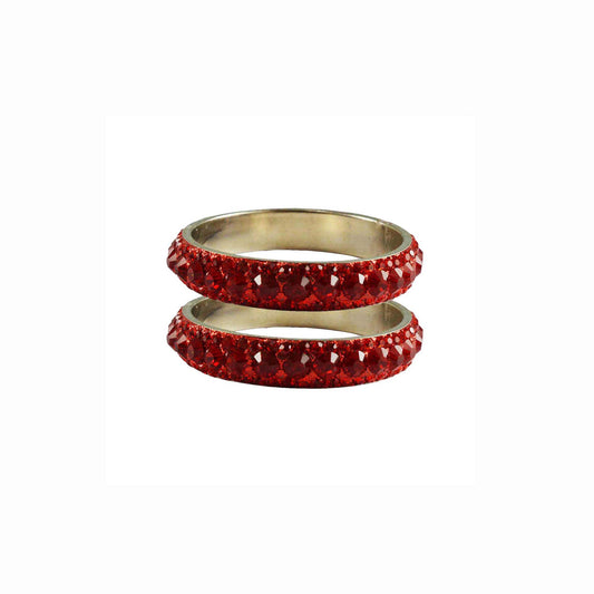 Red Stone Brass Bangle With Extra Large Size (Pack Of 2) (sku-ban3192)