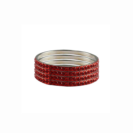 Red Stone Brass Bangle With Extra Large Size (Pack Of 4) (sku-ban3193)