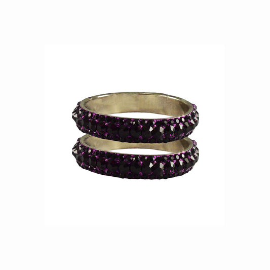 Dark Rani Stone Brass Bangle With Extra Large Size (Pack Of 2) (sku-ban3201)