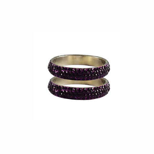 Dark Rani Stone Brass Bangle With Extra Large Size (Pack Of 2) (sku-ban3202)