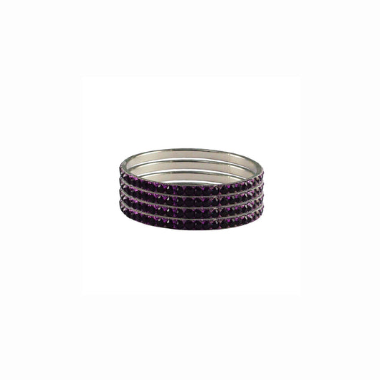 Dark Rani Stone Brass Bangle With Extra Large Size (Pack Of 4) (sku-ban3203)