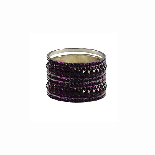 Dark Rani Stone Brass Bangle With Extra Large Size (Pack Of 6) (sku-ban3204)