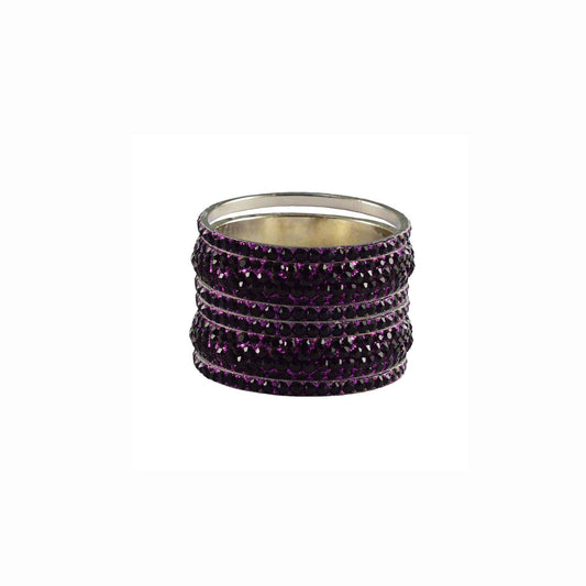 Dark Rani Stone Brass Bangle With Extra Large Size (Pack Of 6) (sku-ban3205)