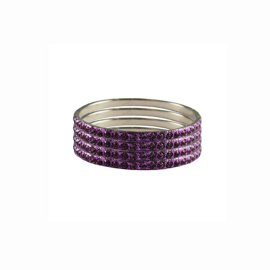 Voilet Stone Brass Bangle With Extra Large Size (Pack Of 4) (sku-ban3213)