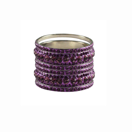 Voilet Stone Brass Bangle With Extra Large Size (Pack Of 6) (sku-ban3214)