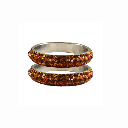 Orange Stone Brass Bangle With Extra Large Size (Pack Of 2) (sku-ban3221)