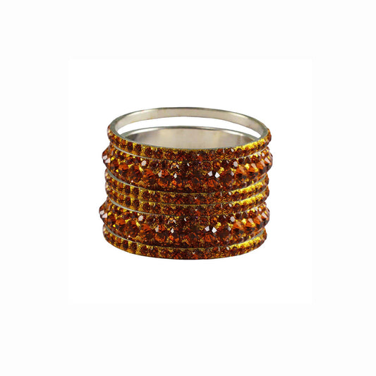 Orange Stone Brass Bangle With Extra Large Size (Pack Of 6) (sku-ban3224)