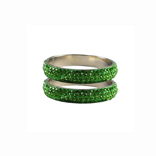 Light Green Stone Brass Bangle With Extra Large Size (Pack Of 2) (sku-ban3227)