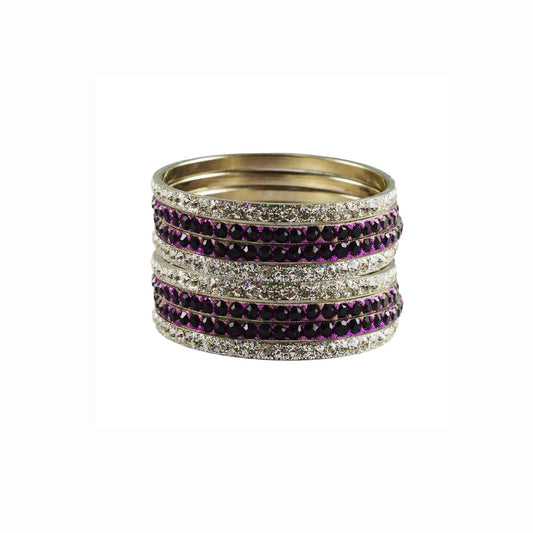 White-Rani Stone Brass Bangle With Extra Large Size (Pack Of 8) (sku-ban3239)