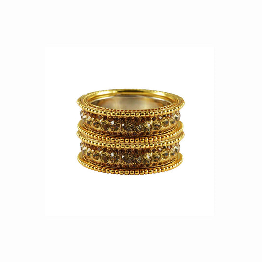 Yellow Stone Brass Bangle With Extra Large Size (Pack Of 6) (sku-ban3257)