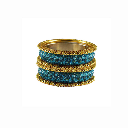 Firozi Stone Brass Bangle With Extra Large Size (Pack Of 6) (sku-ban3269)