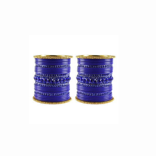 Blue Stone Acrylic-Brass Bangle With Extra Large Size (Pack Of 46) (sku-ban3294)