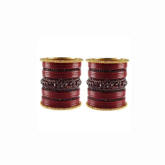 Maroon Stone Acrylic-Brass Bangle With Extra Large Size (Pack Of 46) (sku-ban3300)
