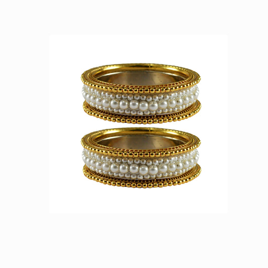 White stone Brass Bangle With Extra Large Size (Pack Of 6) (sku-ban3431)