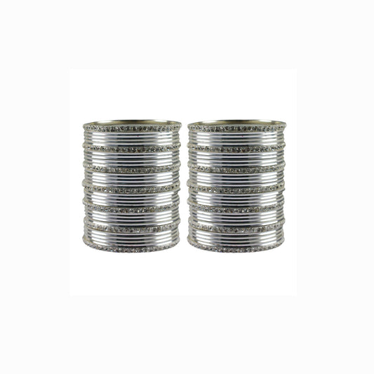 White stone Brass Bangle With Extra Large Size (Pack Of 62) (sku-ban3490)